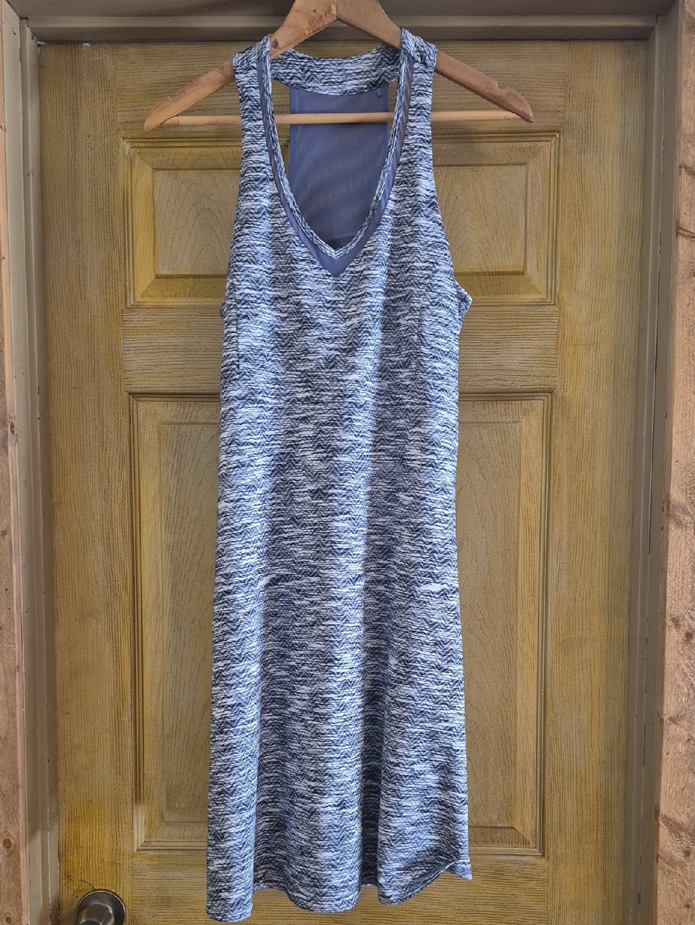 MPG Racerback Purple And Gray Dress Size Large Buult In Bra Removed Pads Pockets